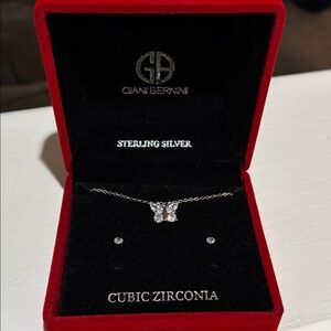 Giani Bernini Sterling Silver Cubic Zirconja Butterfly Necklace with earring set